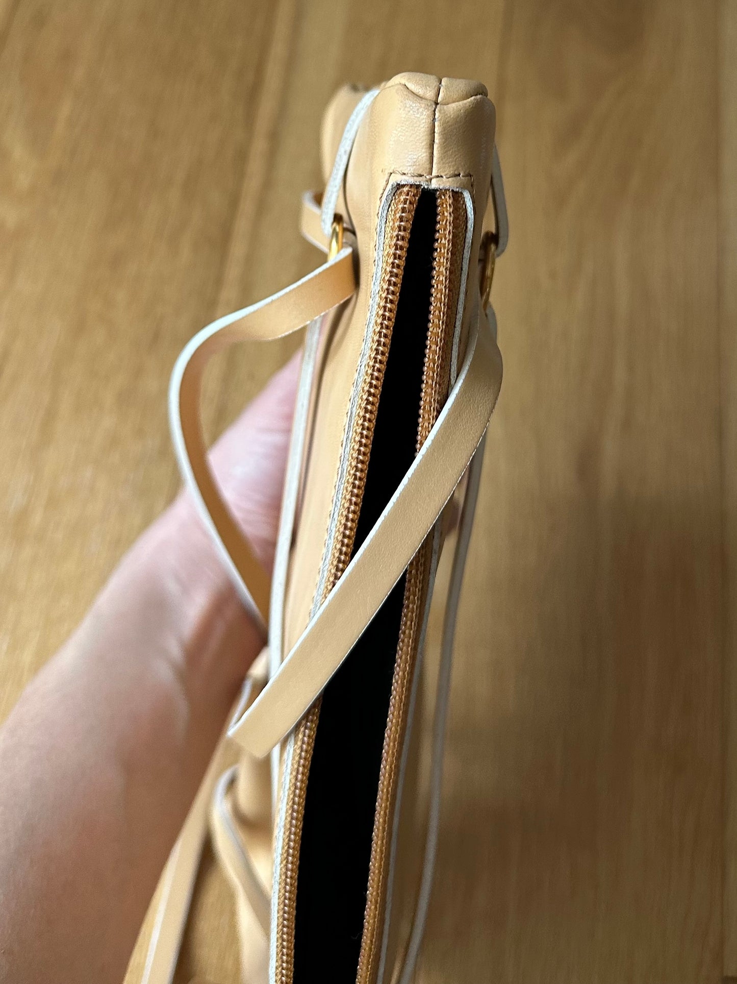 Borsa a Spalla Vintage Nannini in Pelle Beige