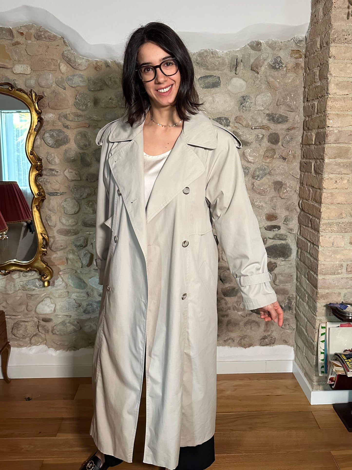 Trench Vintage Classico Grigio Chiaro Tg.Fino 48