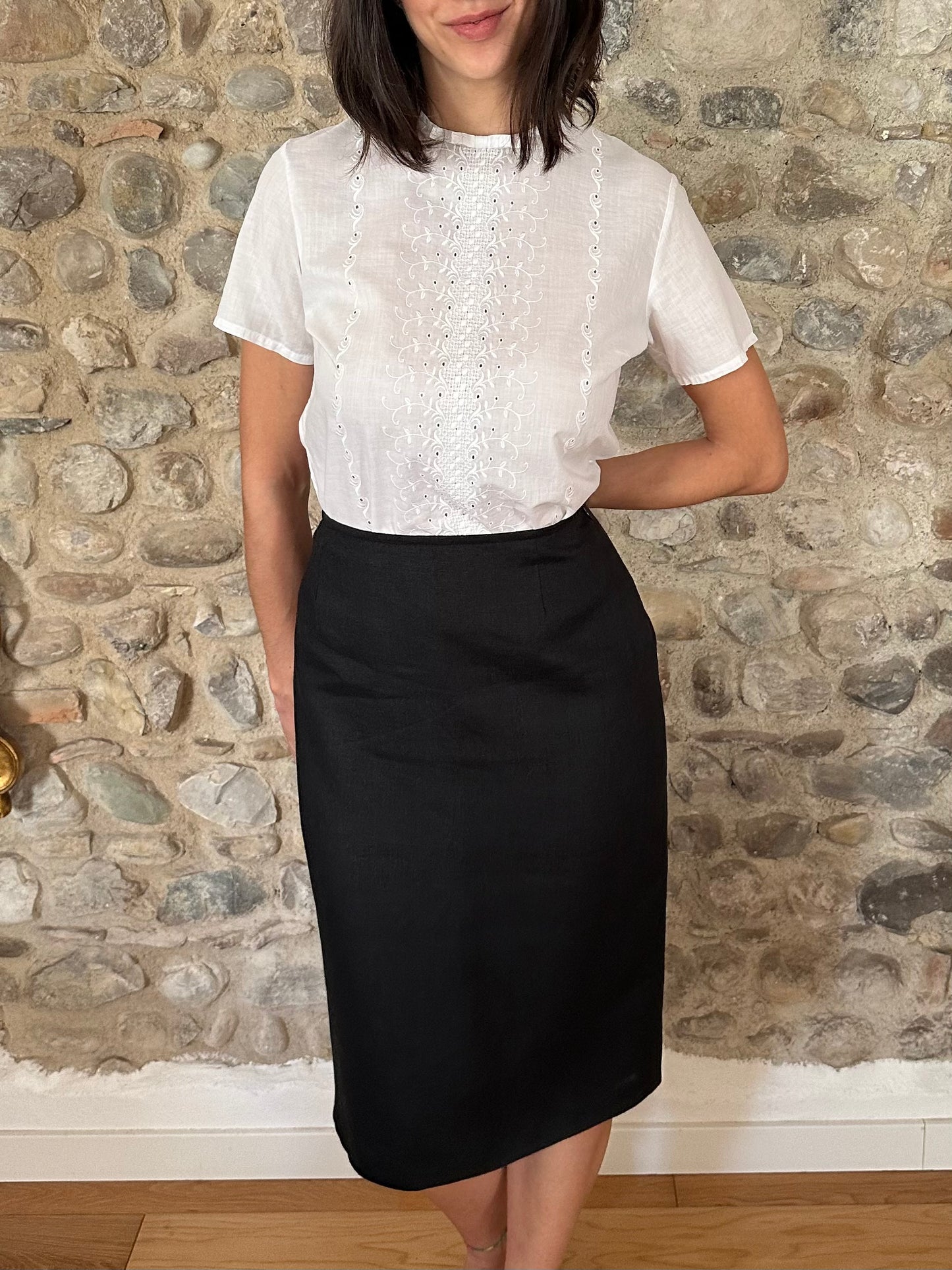 Camicia Anni ‘60 con Fiocco in Cotone Bianca Tg.40/42