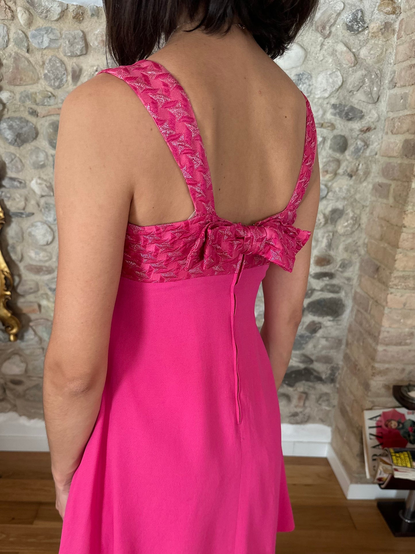 Abito Vintage Anni ‘60 Corto Svasato Fucsia Tg.38/40