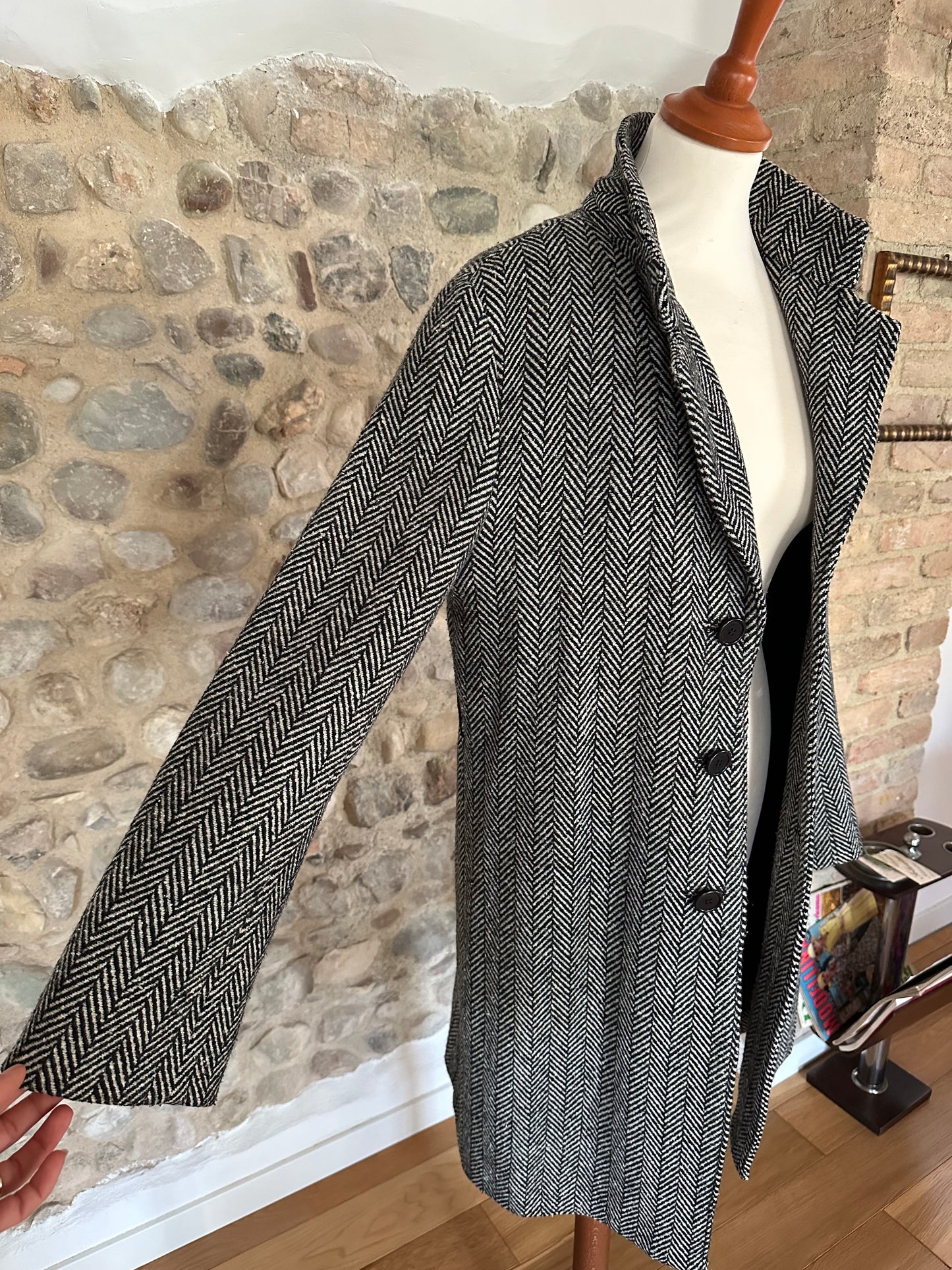 Cappotto Spigato Sartoriale in Misto Lana Tg.42