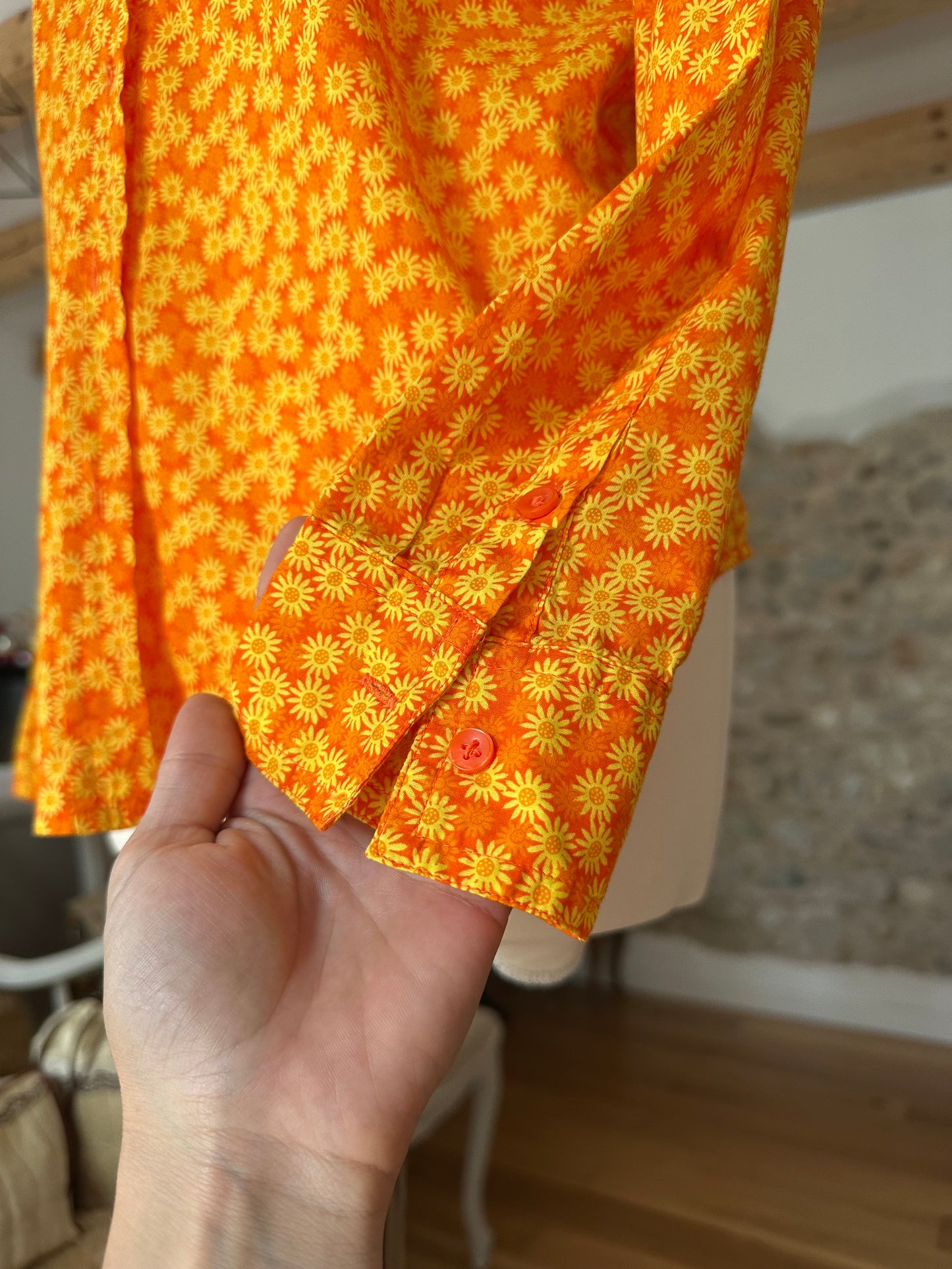 Camicia Benetton Fiori Arancioni Tg.40/42