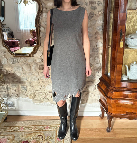 Abito Moschino Couture anni ‘90 in Lana e Cashmere Grigio tg.42/44