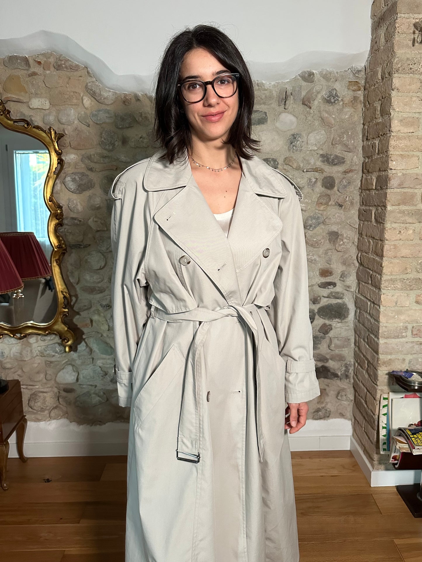 Trench Vintage Classico Grigio Chiaro Tg.Fino 48