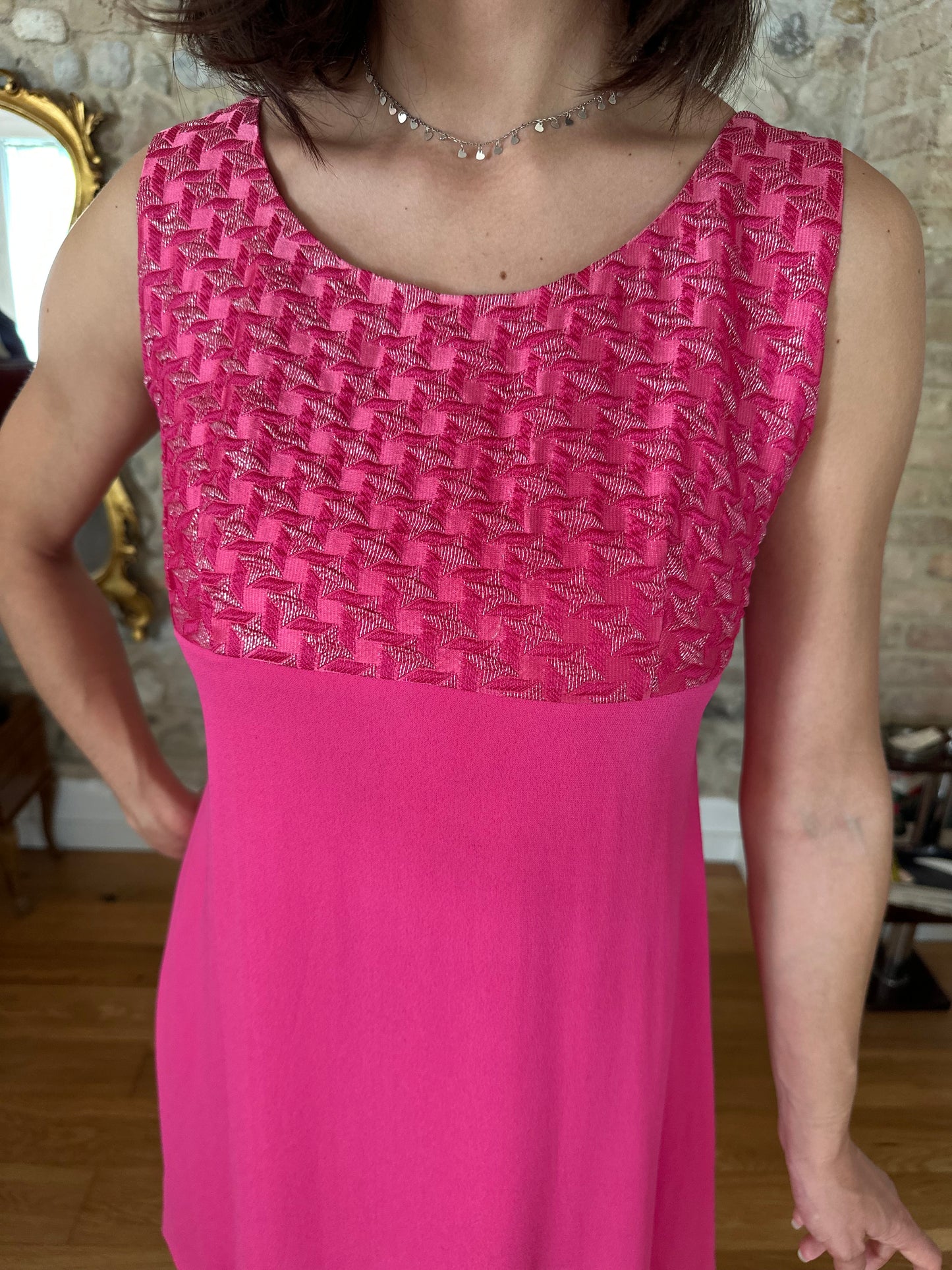 Abito Vintage Anni ‘60 Corto Svasato Fucsia Tg.38/40