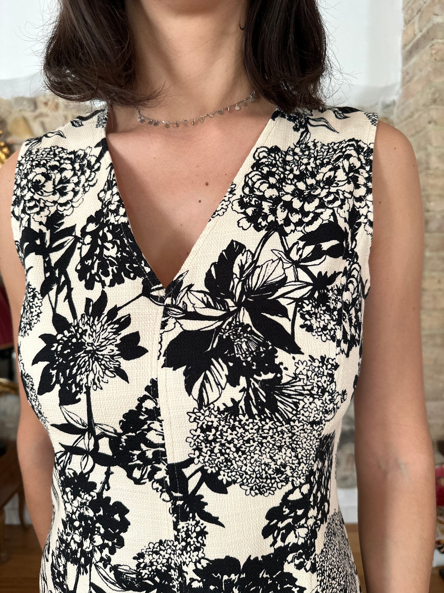 Abito Pennyblack in Cotone Fantasia Fiori Beige e Nero Tg.42