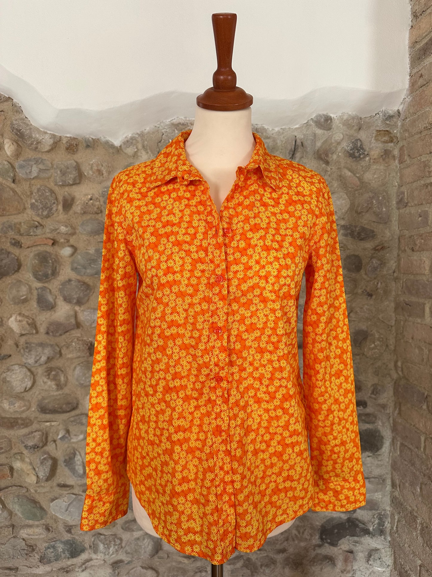 Camicia Benetton Fiori Arancioni Tg.40/42