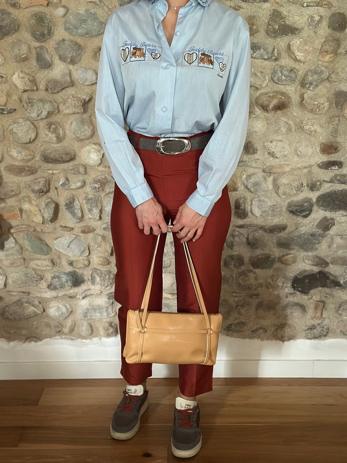 Borsa a Spalla Vintage Nannini in Pelle Beige