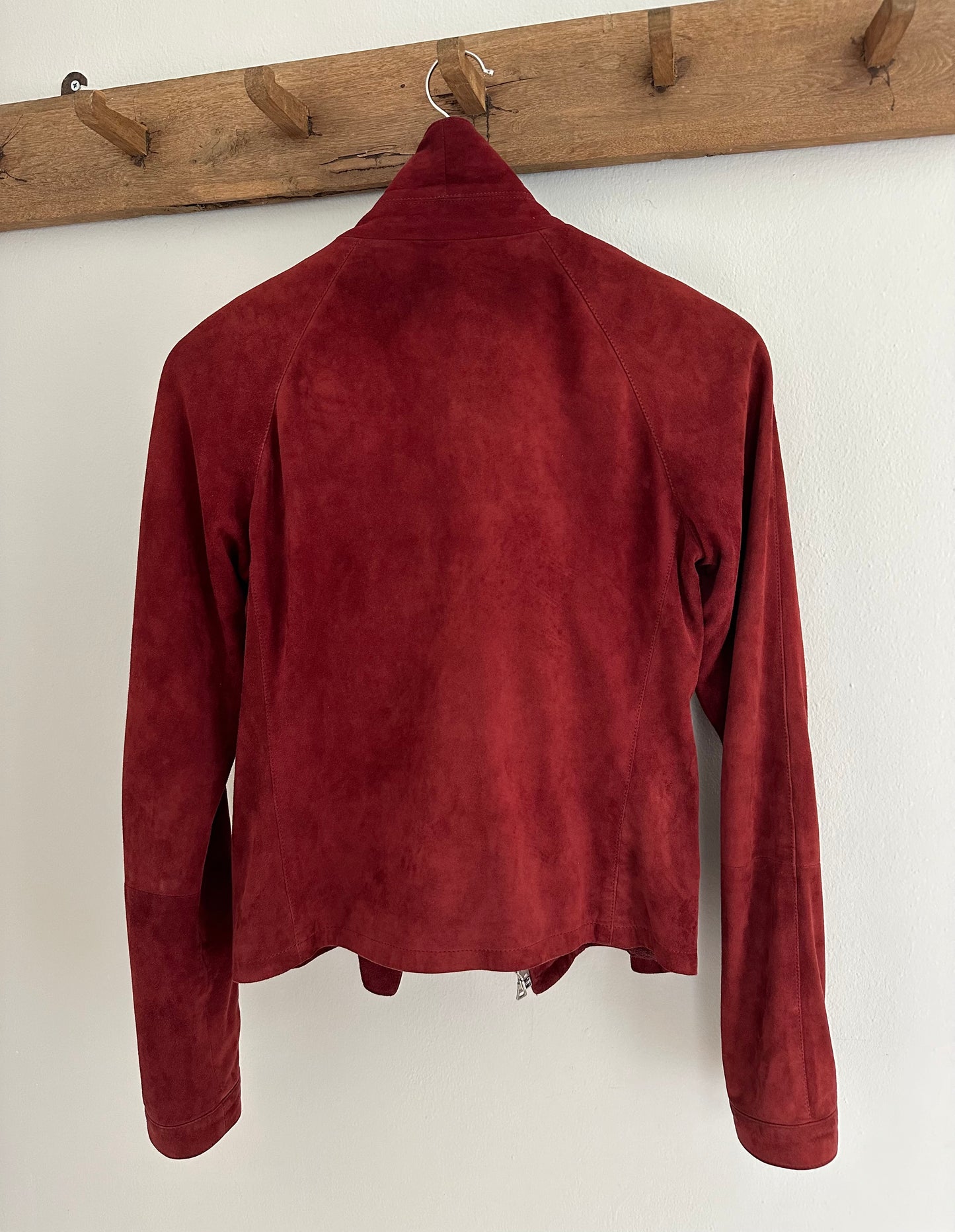 Giubbotto Prada Anni 2000 in Pelle Scamosciata Bordeaux Tg.40/42