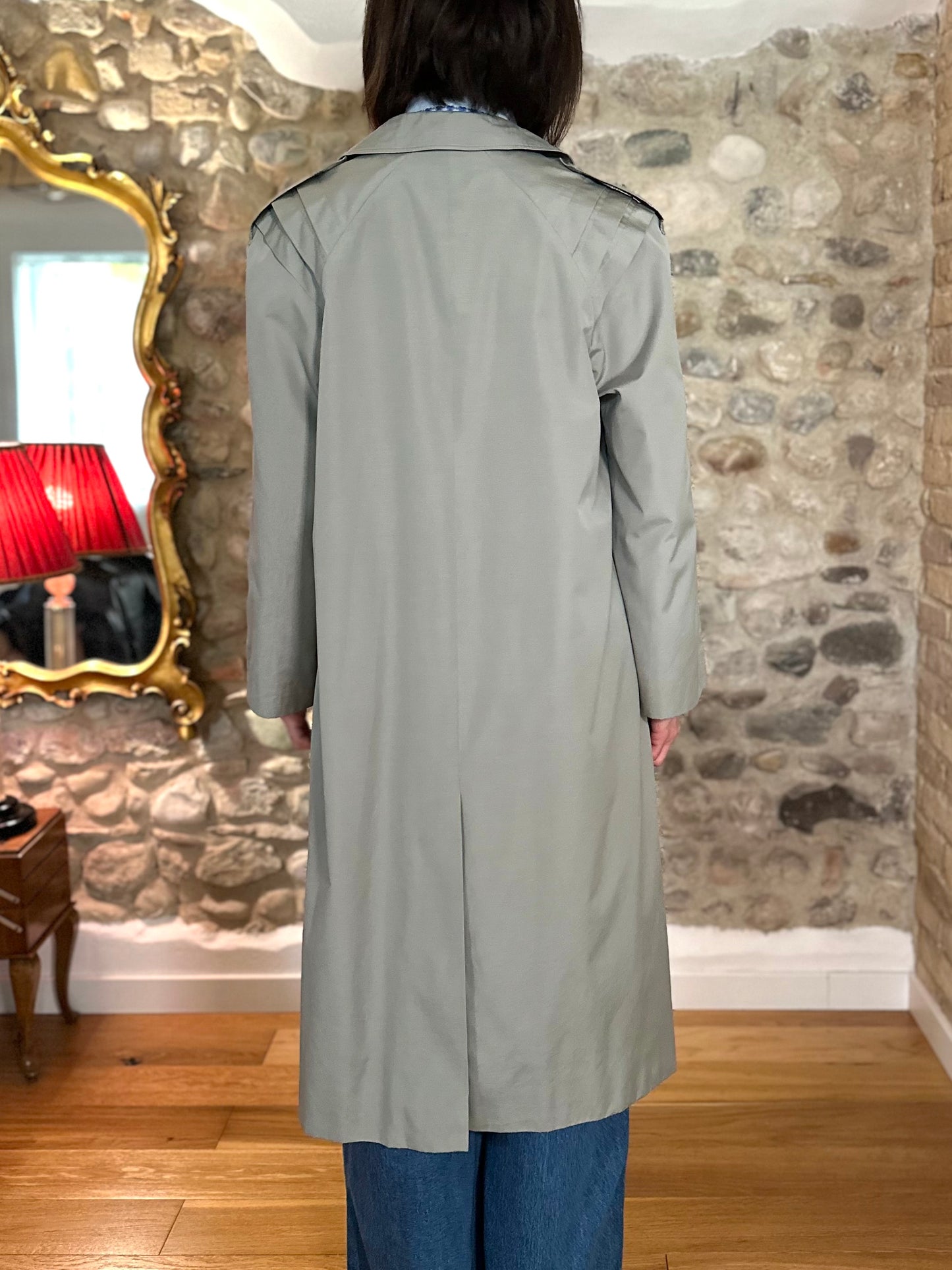 Trench Vintage Lungo Nino Grigio/Verde Salvia Tg.40/42/44