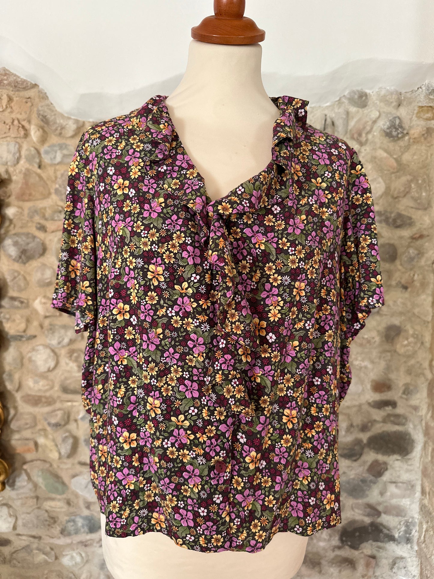Camicia Vintage Anni ‘70 Sartoriale Fantasia Fiorellini Tg.fino 50