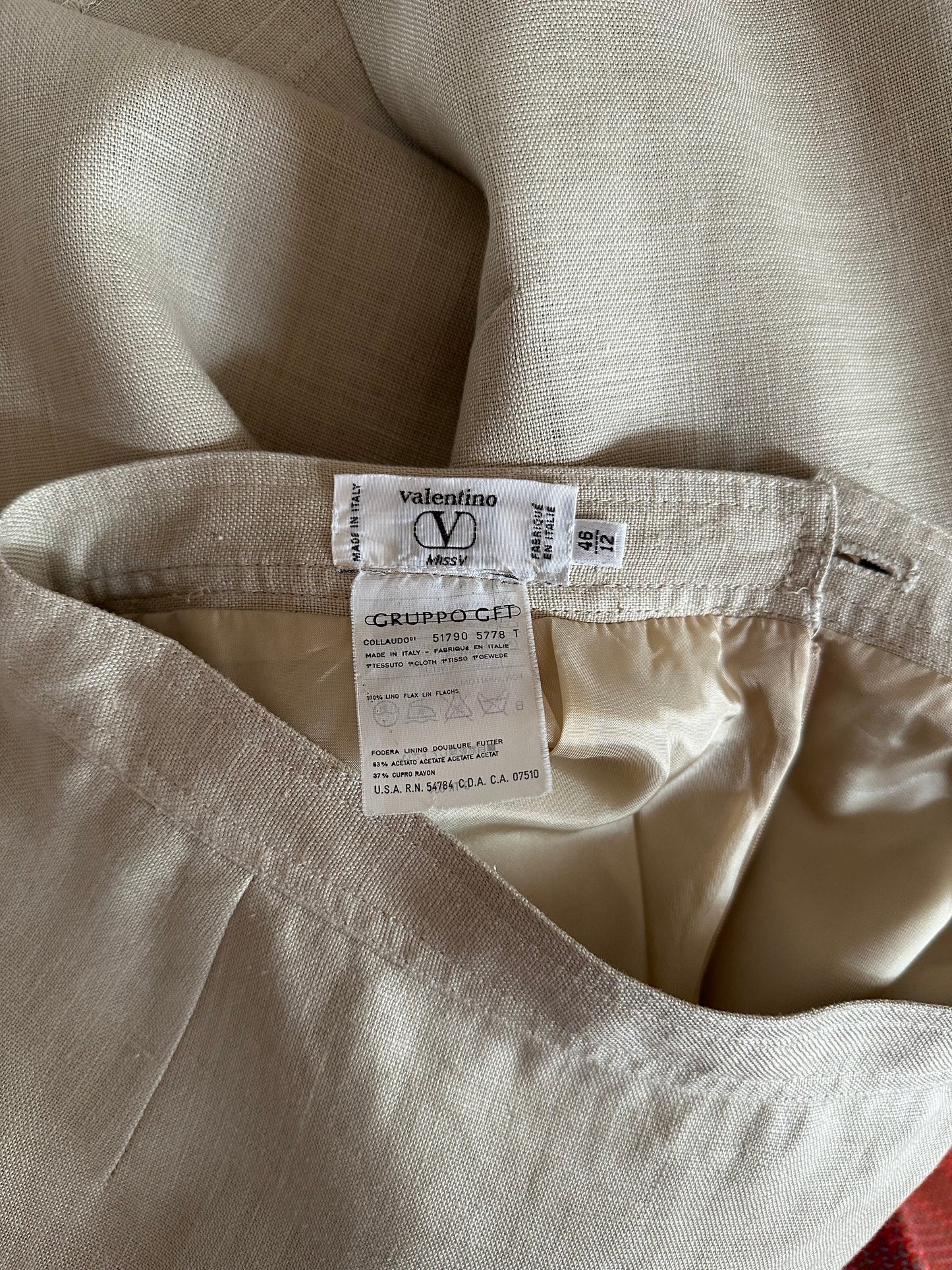Gonna Valentino MissV Vintage Anni ‘80 in Lino Beige Tg.44