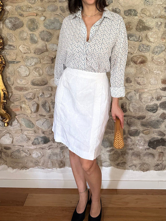 Gonna Vintage Lella Mode in Lino Bianca Tg.44/46