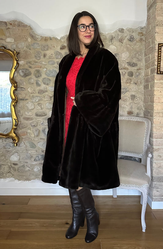 Pelliccia Sintetica Anni ‘80 Marrone Tg. Unica