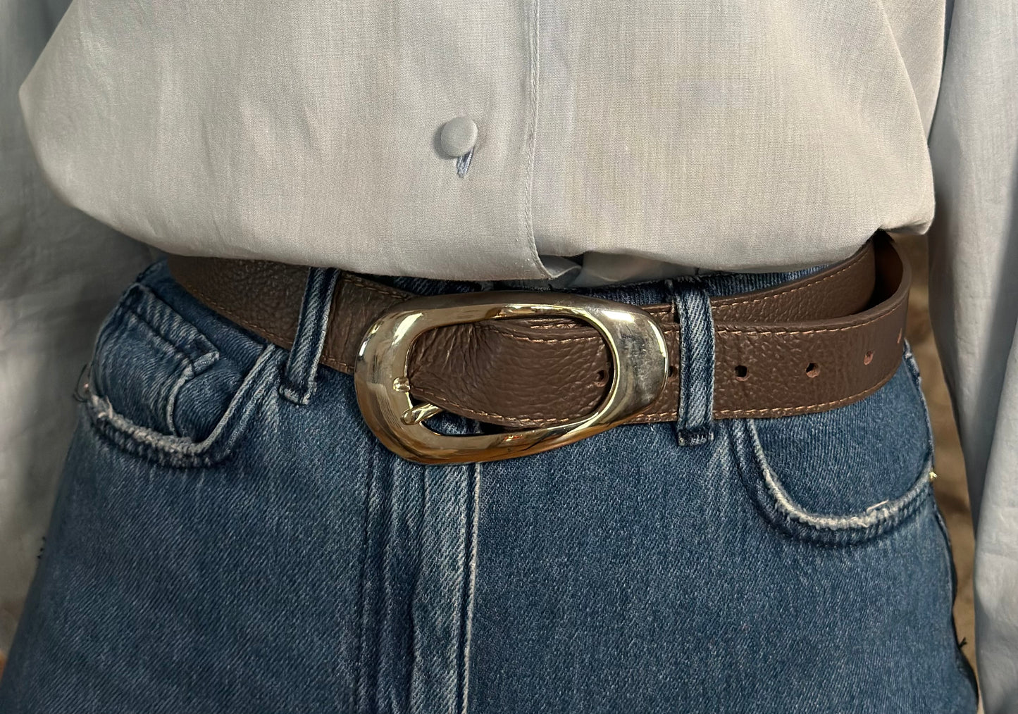 Cintura in Pelle Tortora Tg.80/85