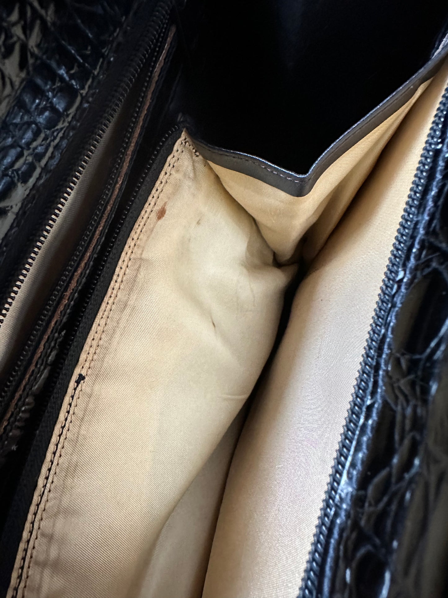 Borsa Vera Pelle Effetto Coccodrillo Anni ‘90 Nera