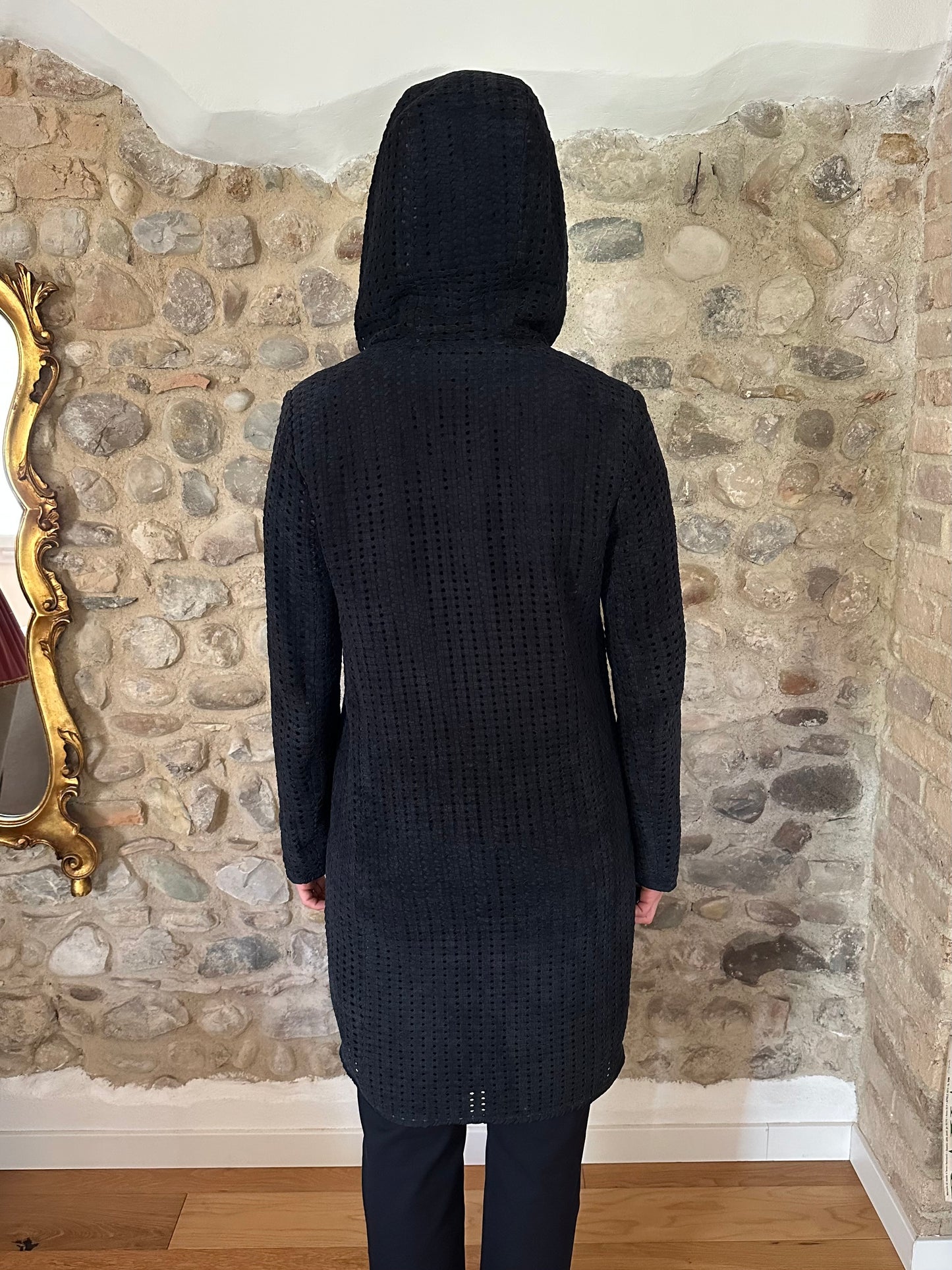 Giacca Lunga ‘S Max Mara in Pelle Scamosciata Intrecciata Blu Tg.40/42