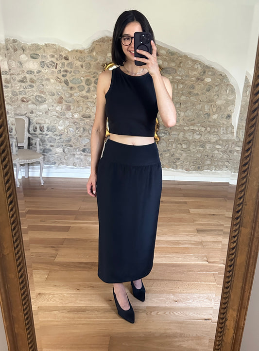 Gonna Alma Longuette Vintage Anni ‘90 in Seta Nera Tg.40