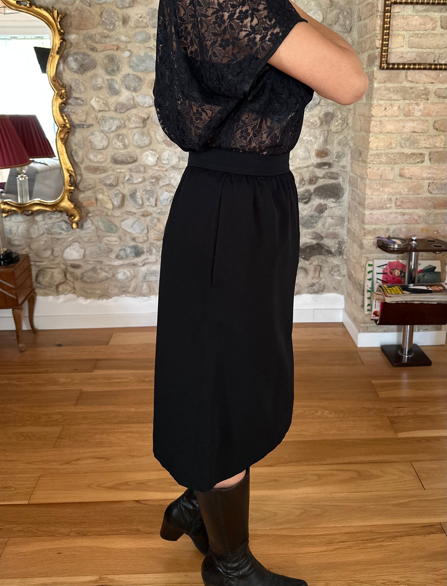 Gonna Saint Laurent Rive Gauche Vintage in Lana Nera Tg.38/40