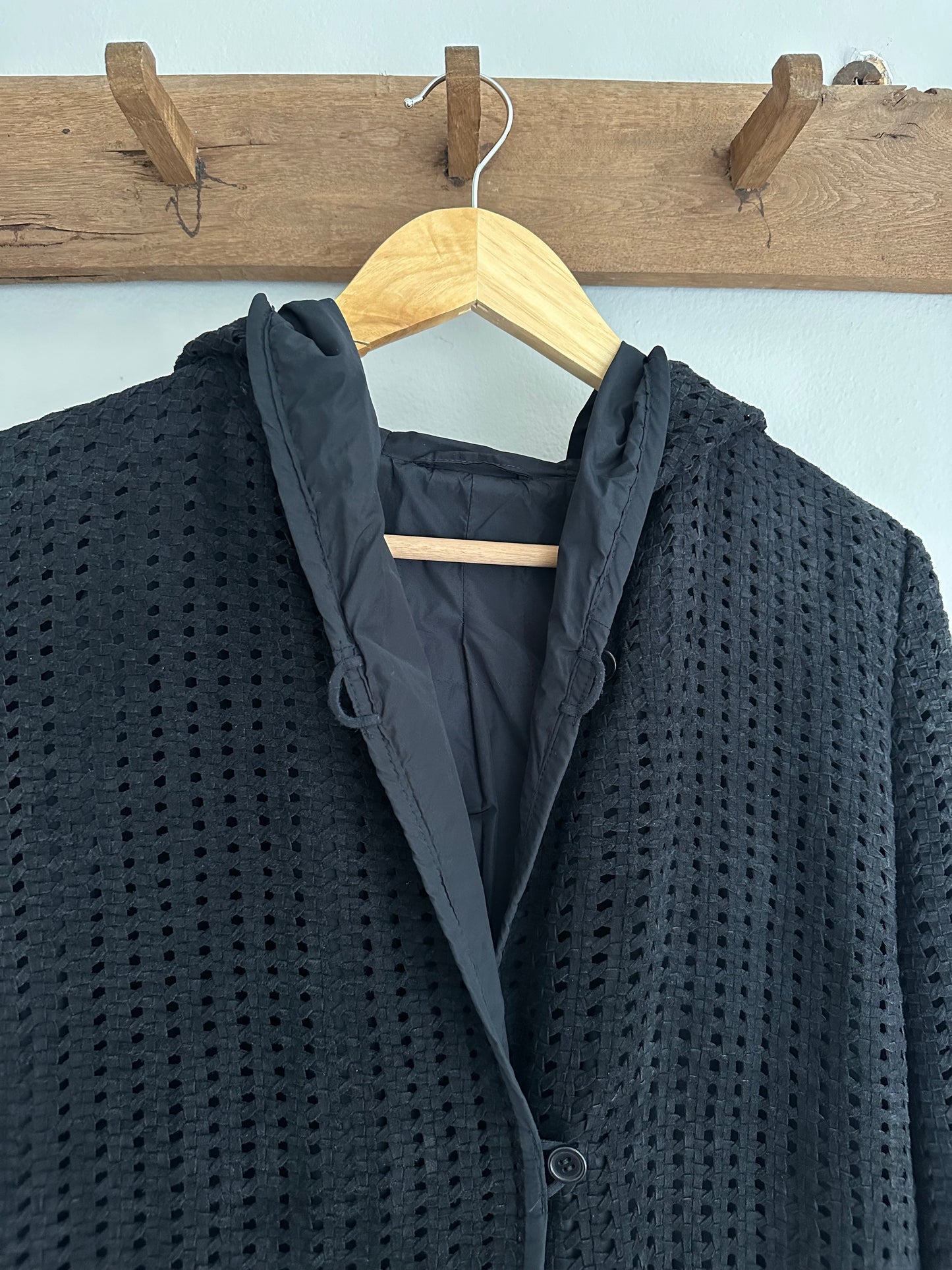 Giacca Lunga ‘S Max Mara in Pelle Scamosciata Intrecciata Blu Tg.40/42