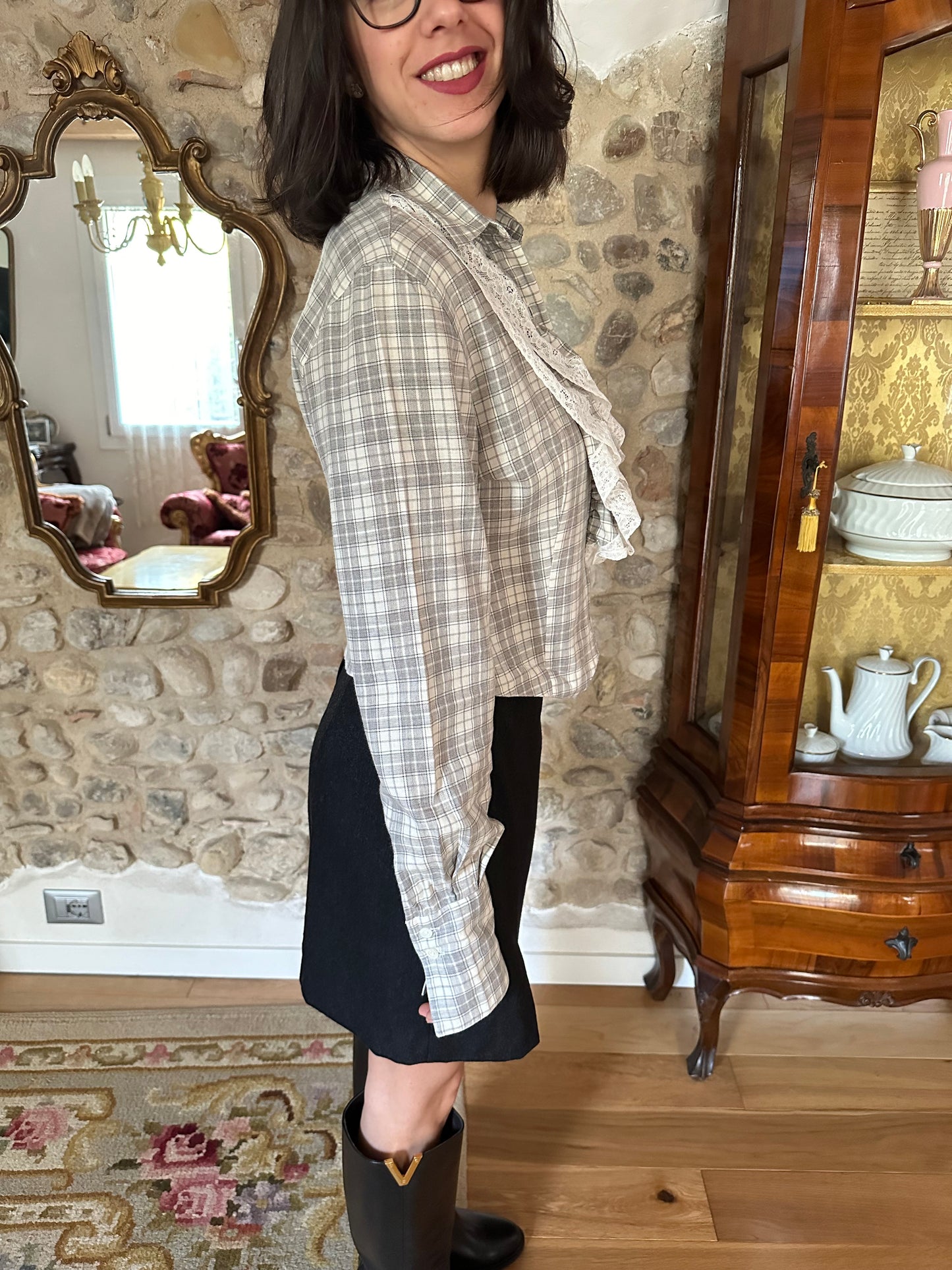 Camicia Vintage Anni ‘70/‘80 con Volants Tg.44