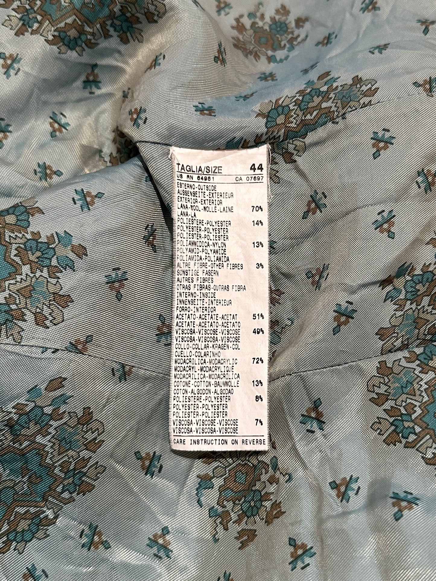 Giacca Benetton in Misto Lana Panna e Azzurro