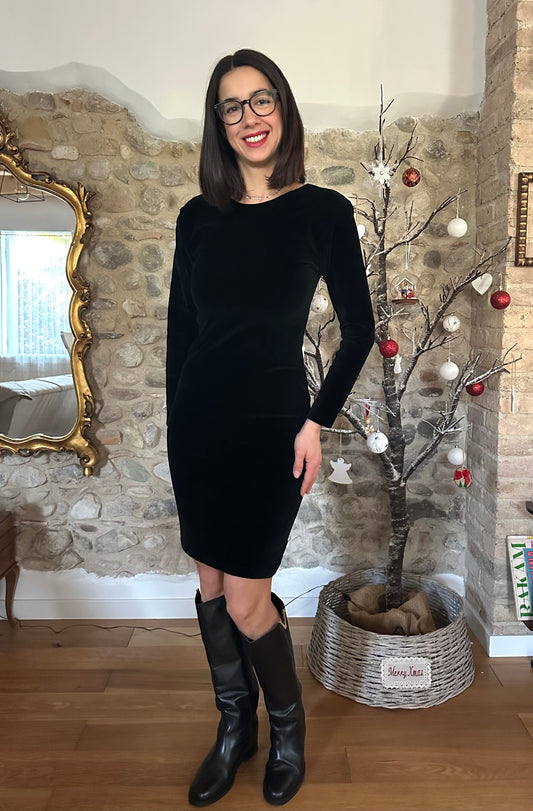 Abito Tubino in Velluto Nero Tg.38