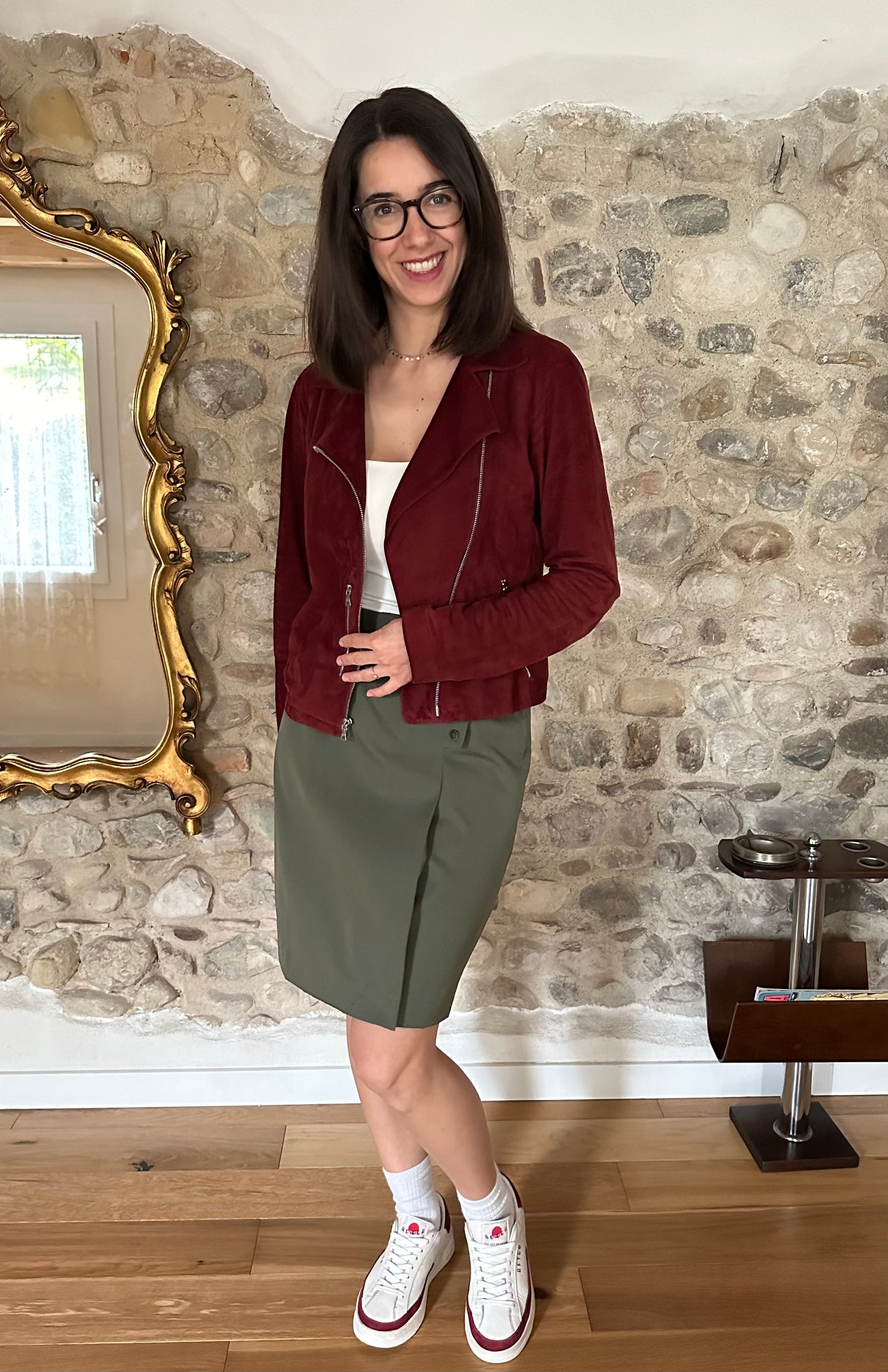 Giubbotto Prada Anni 2000 in Pelle Scamosciata Bordeaux Tg.40/42