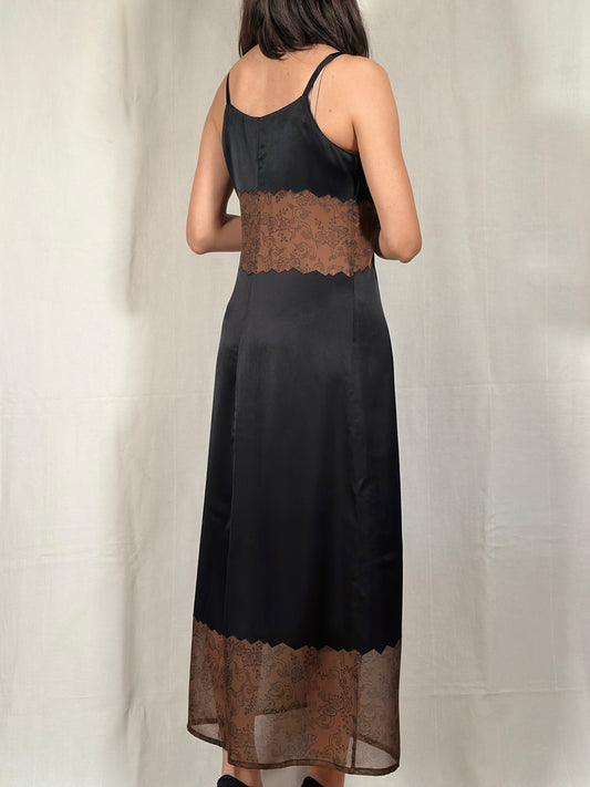 Slip Dress Fendi Vintage Anni ‘90 Nero e Marrone