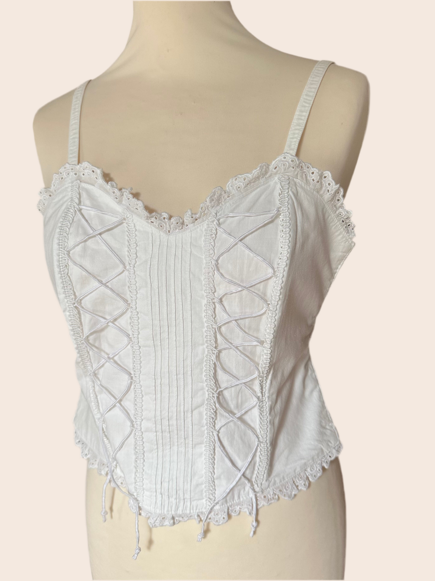Top Corpetto Anni ‘90 in Cotone Bianco Tg.44/46
