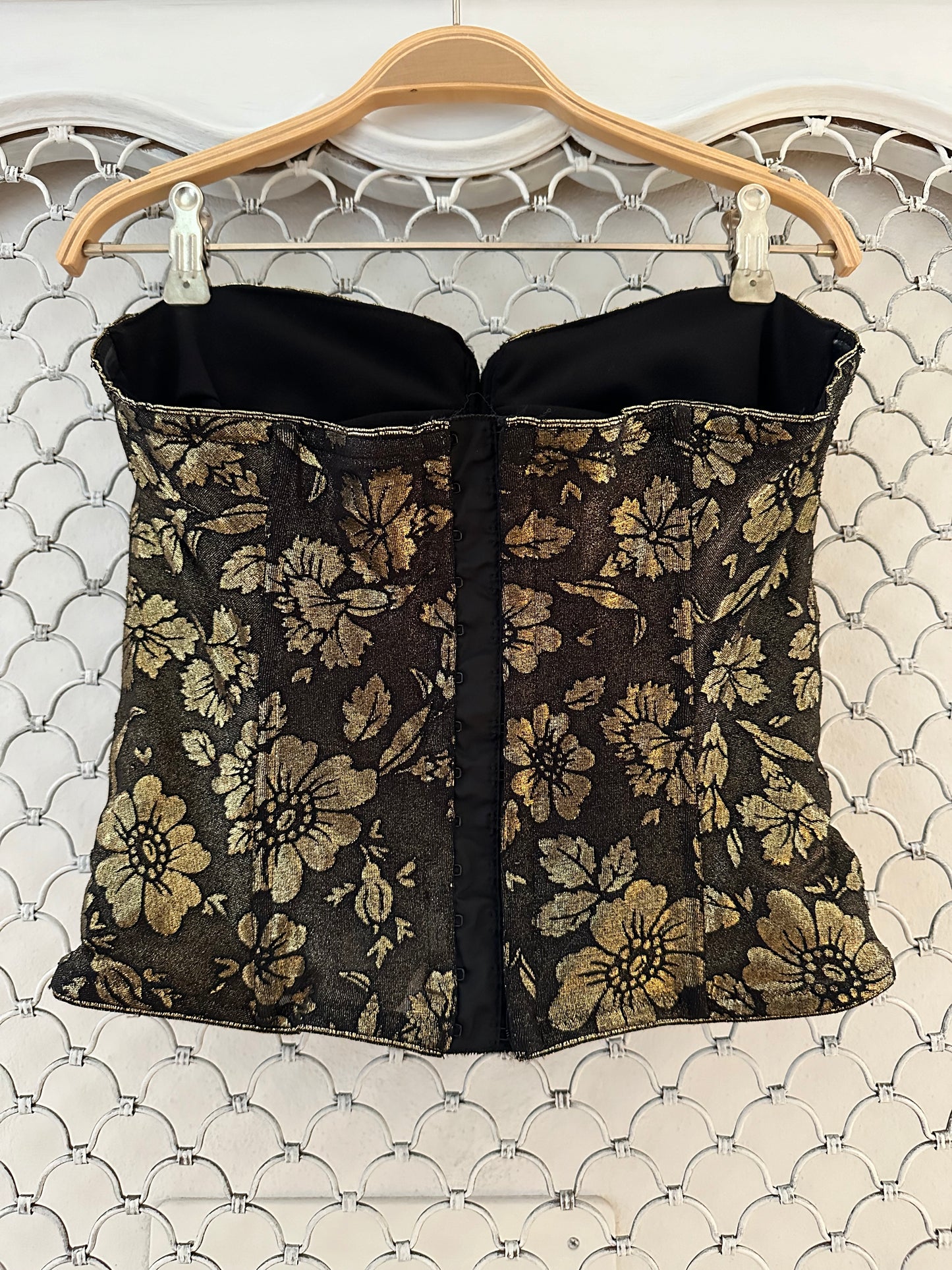 Corpetto Top Malizia by La Perla Anni ‘90 Nero e Oro Tg.M