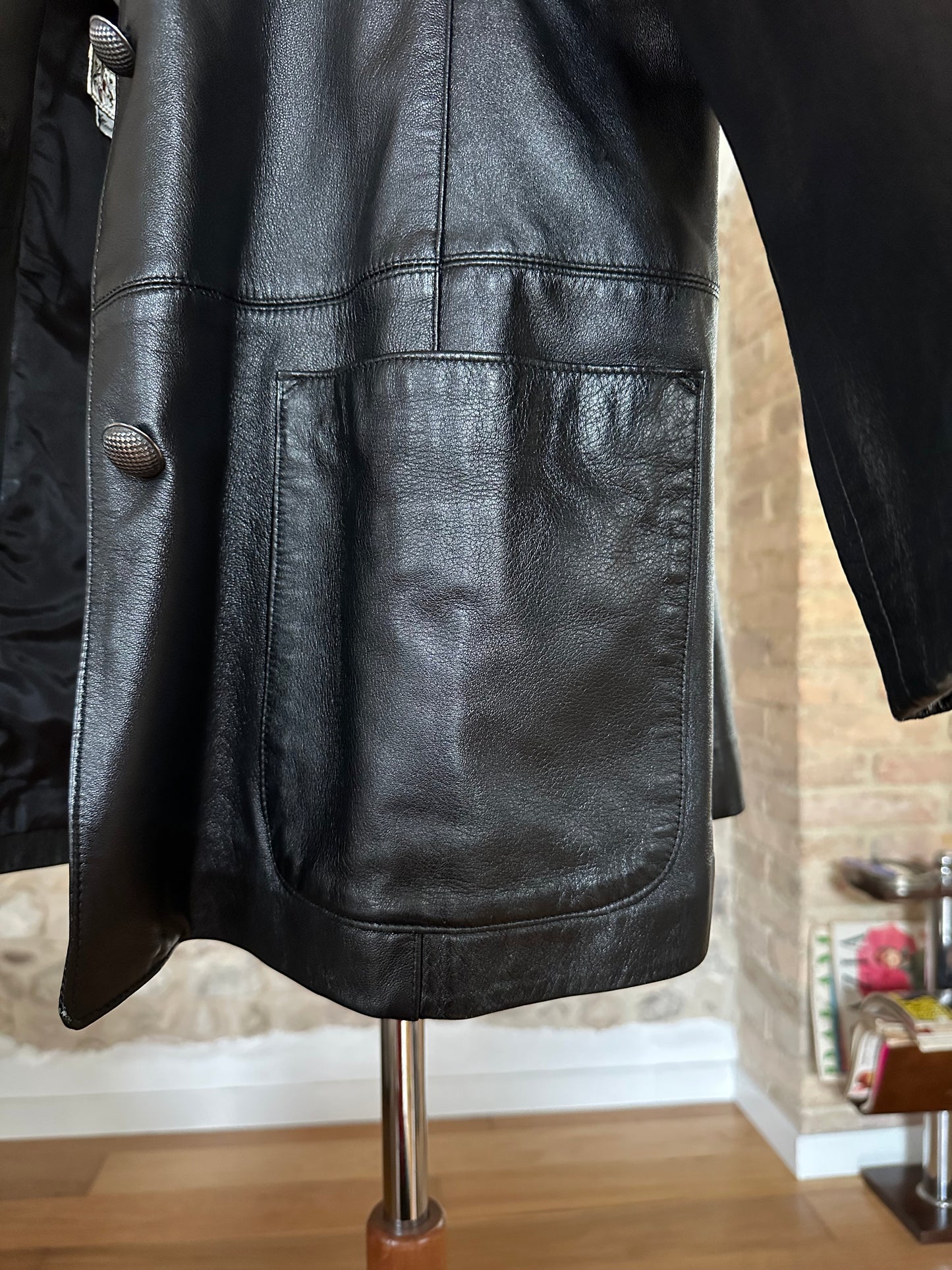 Giacca Vintage in Pelle Nera Tg.40/42