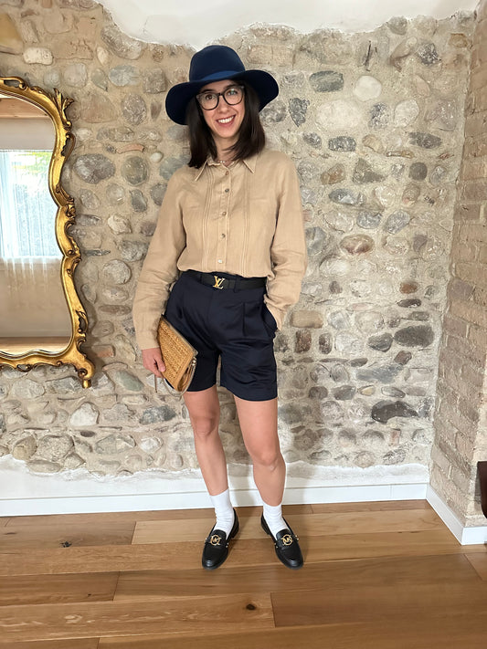 Camicia Ebert in Lino Color Sabbia Tg.42/44