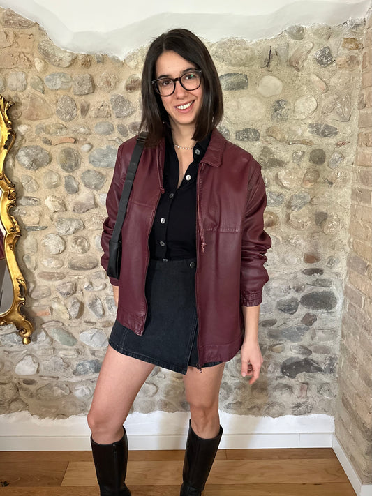 Giubbotto Vintage Anni ‘80 in Pelle Vinaccia Tg.44/46