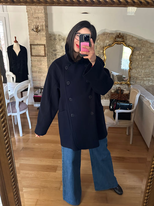 Caban Enrico Coveri Anni ‘80 in Lana Blu Tg.44/46