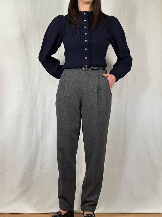 Pantaloni Classici Vintage in Misto Lana Grigi Tg.42