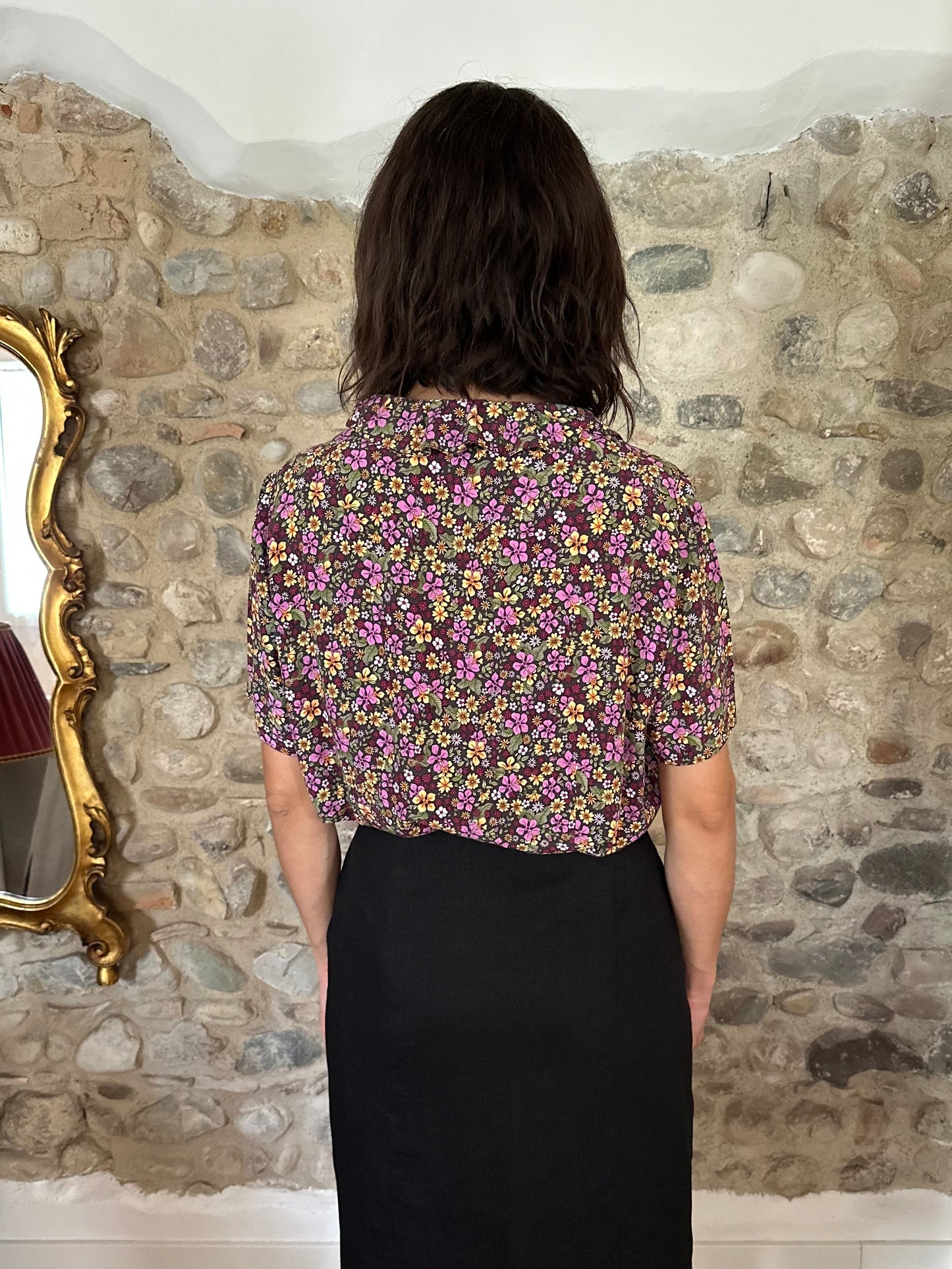 Camicia Vintage Anni ‘70 Sartoriale Fantasia Fiorellini Tg.fino 50