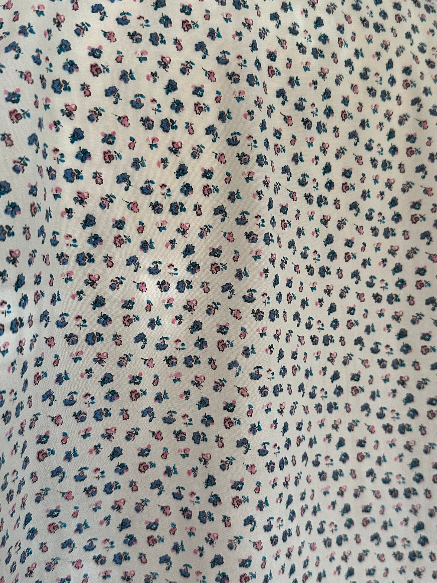Camicia Anni ‘90 in Cotone Bianco con Fiori Rosa e Azzurri Tg.fino 50
