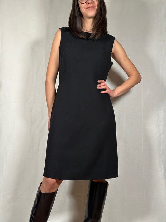 Abito Svasato in Misto Lana Nero