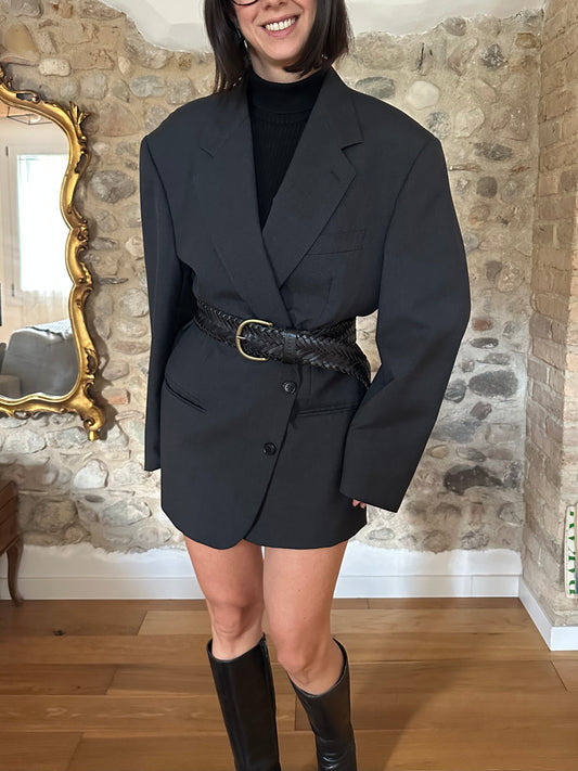 Cintura Sisley in Pelle Intrecciata Nera Anni 2000 Tg.Unica