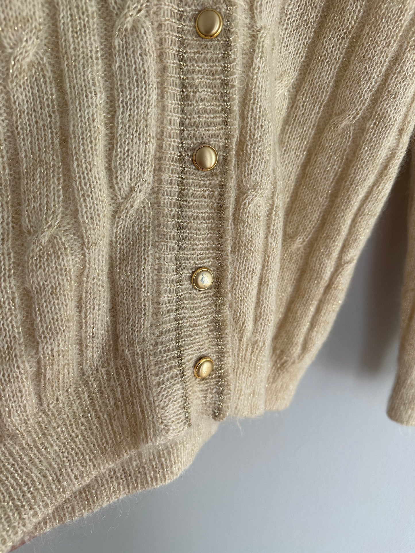 Cardigan I Leonidi Anni ‘80 Misto Mohair Beige e Oro Tg.42/44