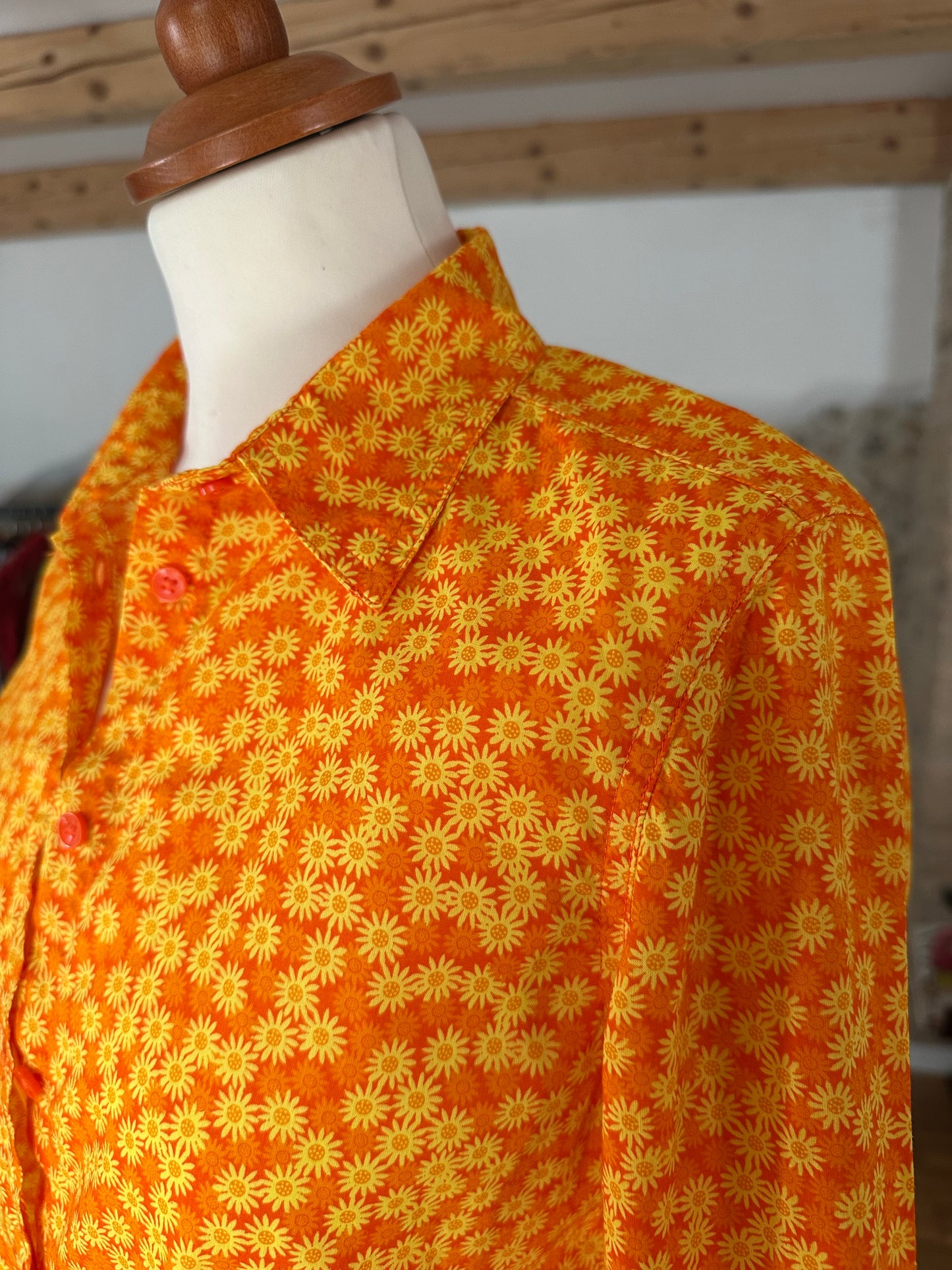 Camicia Benetton Fiori Arancioni Tg.40/42