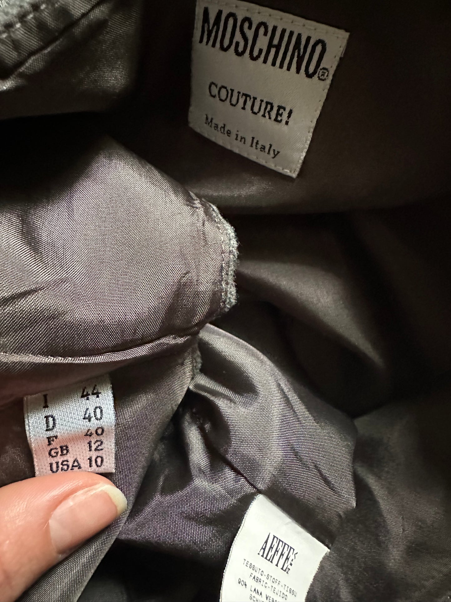 Abito Moschino Couture anni ‘90 in Lana e Cashmere Grigio tg.42/44