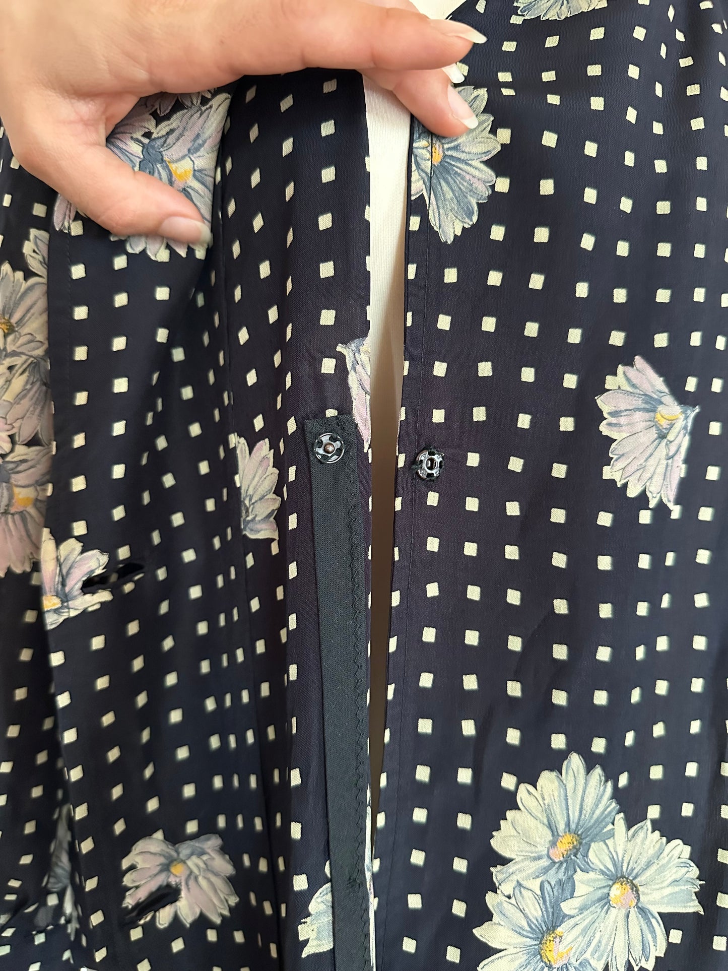 Abito Vintage Anni ‘80 Sartoriale in Viscosa Nero con Fiori Tg.46/48