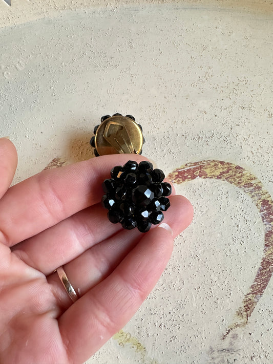 Orecchini Anni ‘60 a Clip con Perline Neri