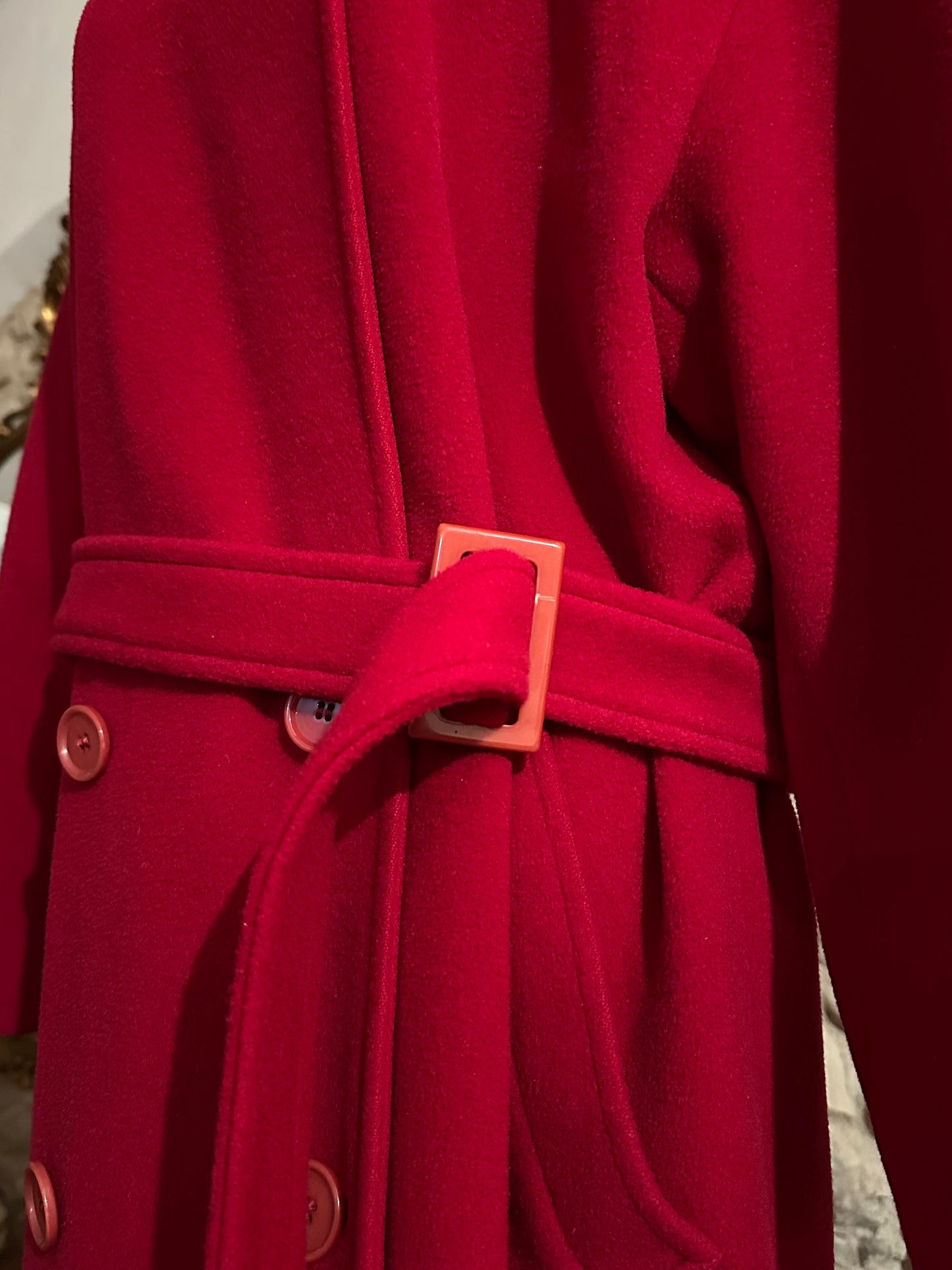 Cappotto Missoni Vintage Anni ‘80 in Lana e Kashmir Rosso Lampone Tg.fino 52