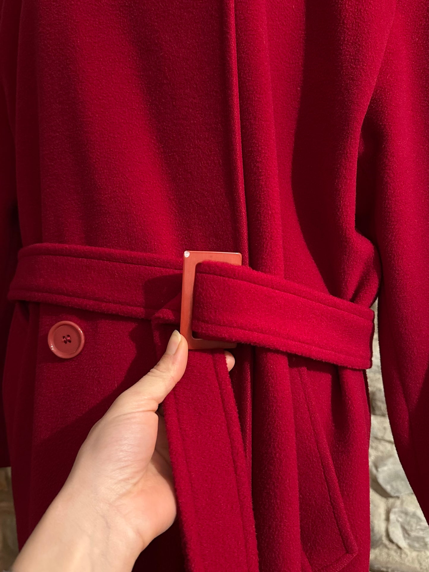 Cappotto Missoni Vintage Anni ‘80 in Lana e Kashmir Rosso Lampone Tg.fino 52