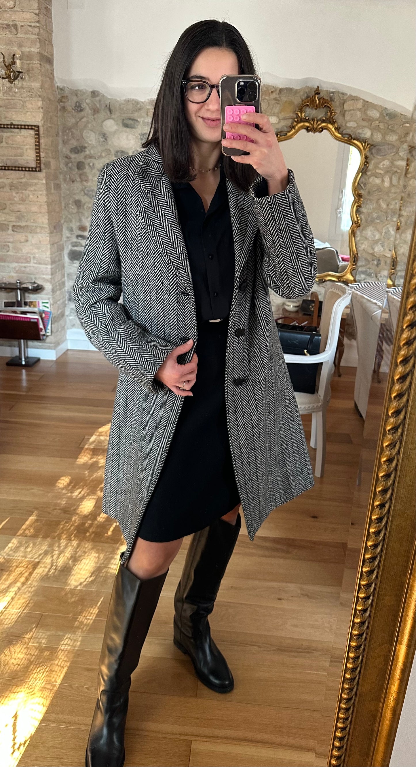 Cappotto Spigato Sartoriale in Misto Lana Tg.42