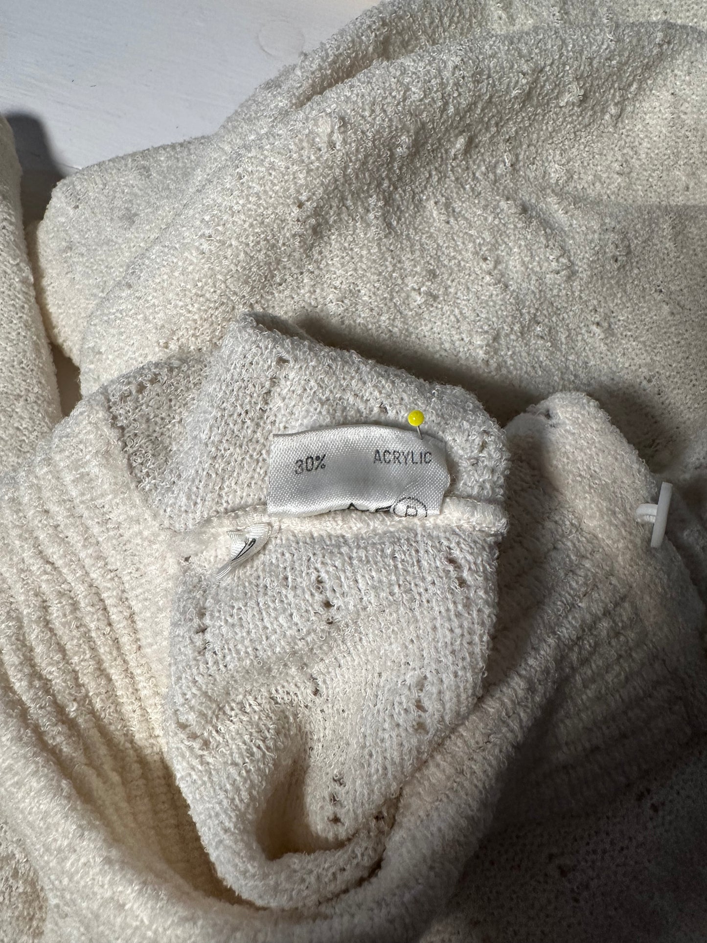 Abito Midi Anni ‘70/‘80 Nuovo Misto Lana Panna Tg.40/42