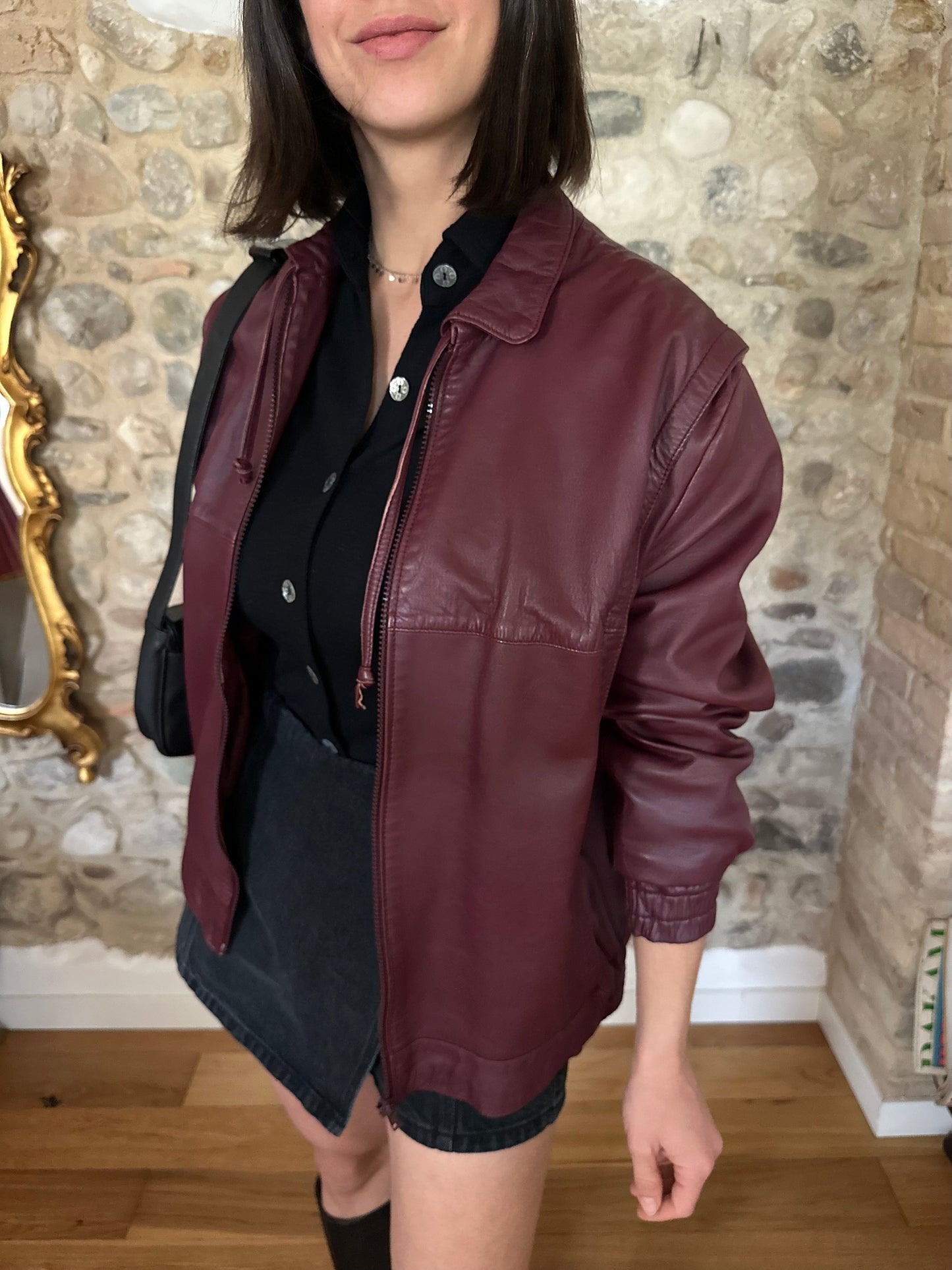 Giubbotto Vintage Anni ‘80 in Pelle Vinaccia Tg.44/46
